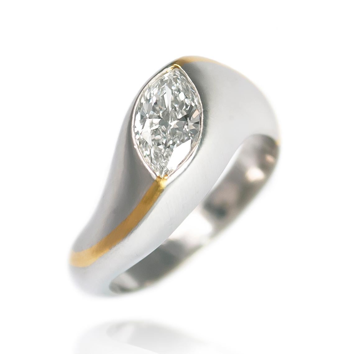 Marquise Cut J. Birnbach 1.00 Carat F VS1 Marquise Diamond Solitaire Ring