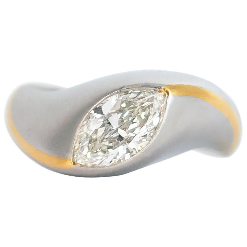 J. Birnbach 1.00 Carat F VS1 Marquise Diamond Solitaire Ring