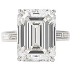 J. Birnbach Anillo de compromiso de diamantes talla esmeralda de 10,01 quilates con banda baguette