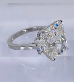 J. Birnbach 10.03 ct Radiant Diamond Engagement Ring with Trapezoid Side Stones