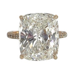 J. Birnbach 10,33 Karat Cushion Rose Gold Pave Verlobungsring mit Hidden Halo