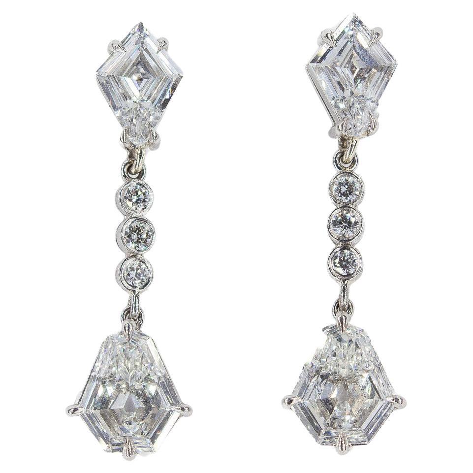 J. Birnbach 1.05 carat F VS1 Kite diamond Drop Earrings