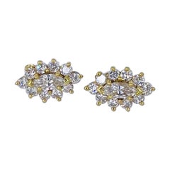 J. Birnbach 1.09 carat Marquise and Round Diamond Cluster Earrings