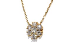 J. Birnbach 1.20 Carat Total Diamond Floral Pendant Necklace in 18K Yellow Gold