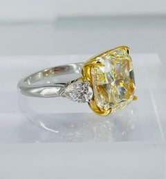 J. Birnbach 13.05 ct GIA Fancy Yellow Cushion Diamond Ring with Pear Side Stones