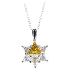 J. Birnbach 1.36 Carat Total Yellow and White Diamond Star of David Pendant