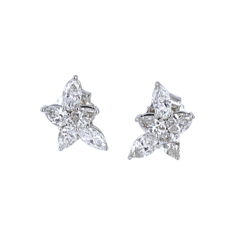J. Birnbach 1,37 Karat Birnen- und Marquise-Diamant-Ohrringe aus 18 Karat Weißgold