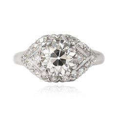 1.42 Carat Old Euro Antique Platinum Ring