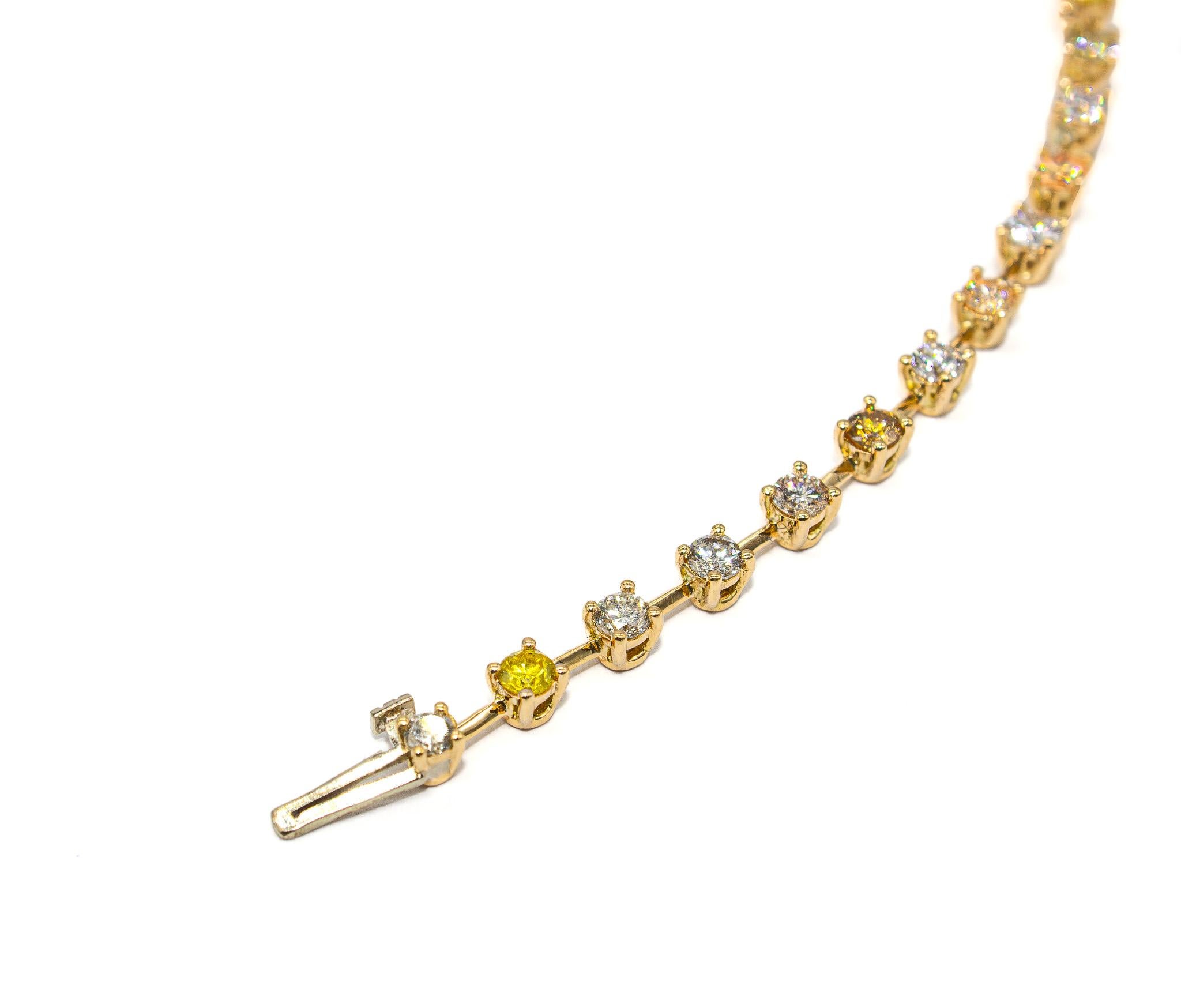 J. Birnbach 14.26 Carat Total Assorted Fancy Color Diamond Riviera Necklace In New Condition For Sale In New York, NY