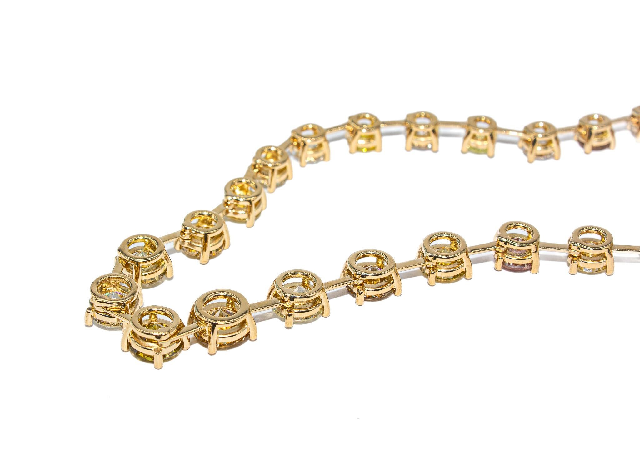 J. Birnbach 14.26 Carat Total Assorted Fancy Color Diamond Riviera Necklace For Sale 1