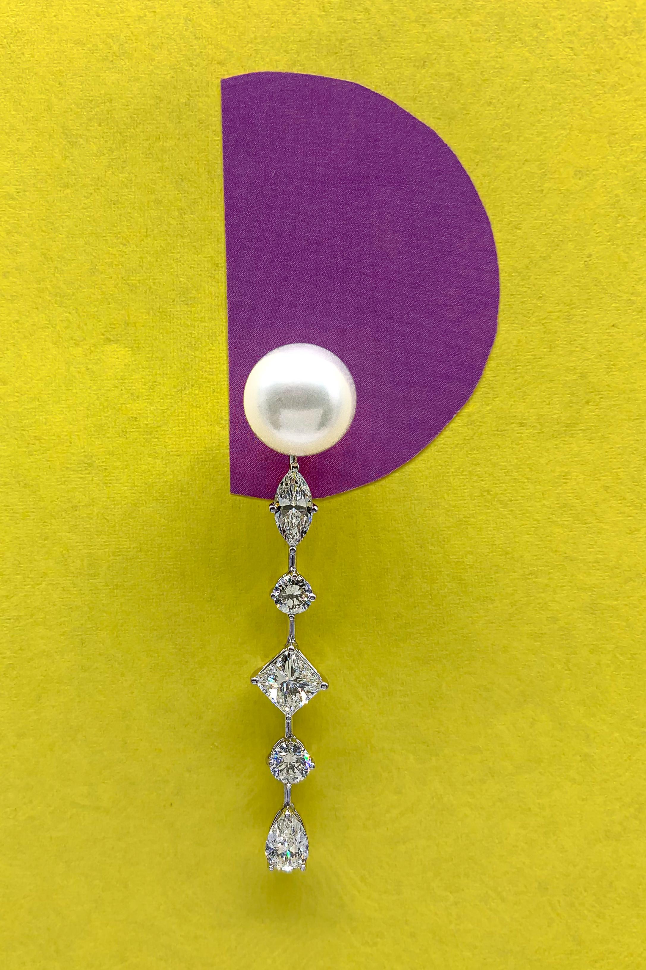 Femenino o masculino J. Birnbach 1.47 Carat Total Mixed Fancy Shape Diamond Earring Jackets en venta