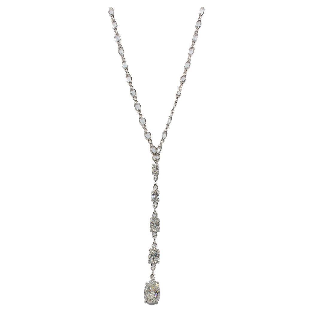 J. Birnbach 14K Gold GIA Certified 1.52 Carat Total Oval Diamond Lariat Necklace