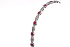 J. Birnbach Pulsera de oro blanco de 14 quilates con rubíes y diamantes