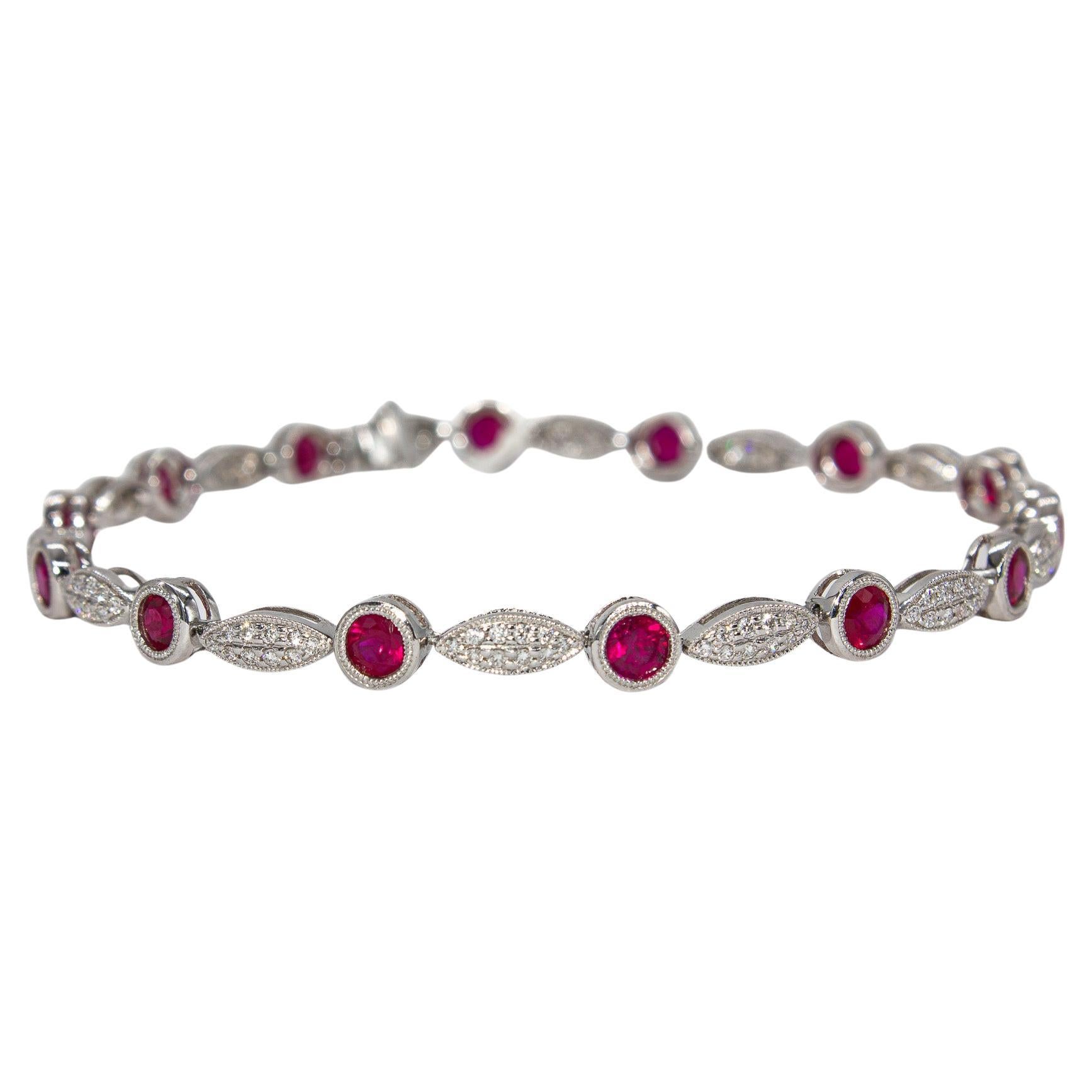 J. Birnbach 14K White Gold Ruby and Diamond Bracelet