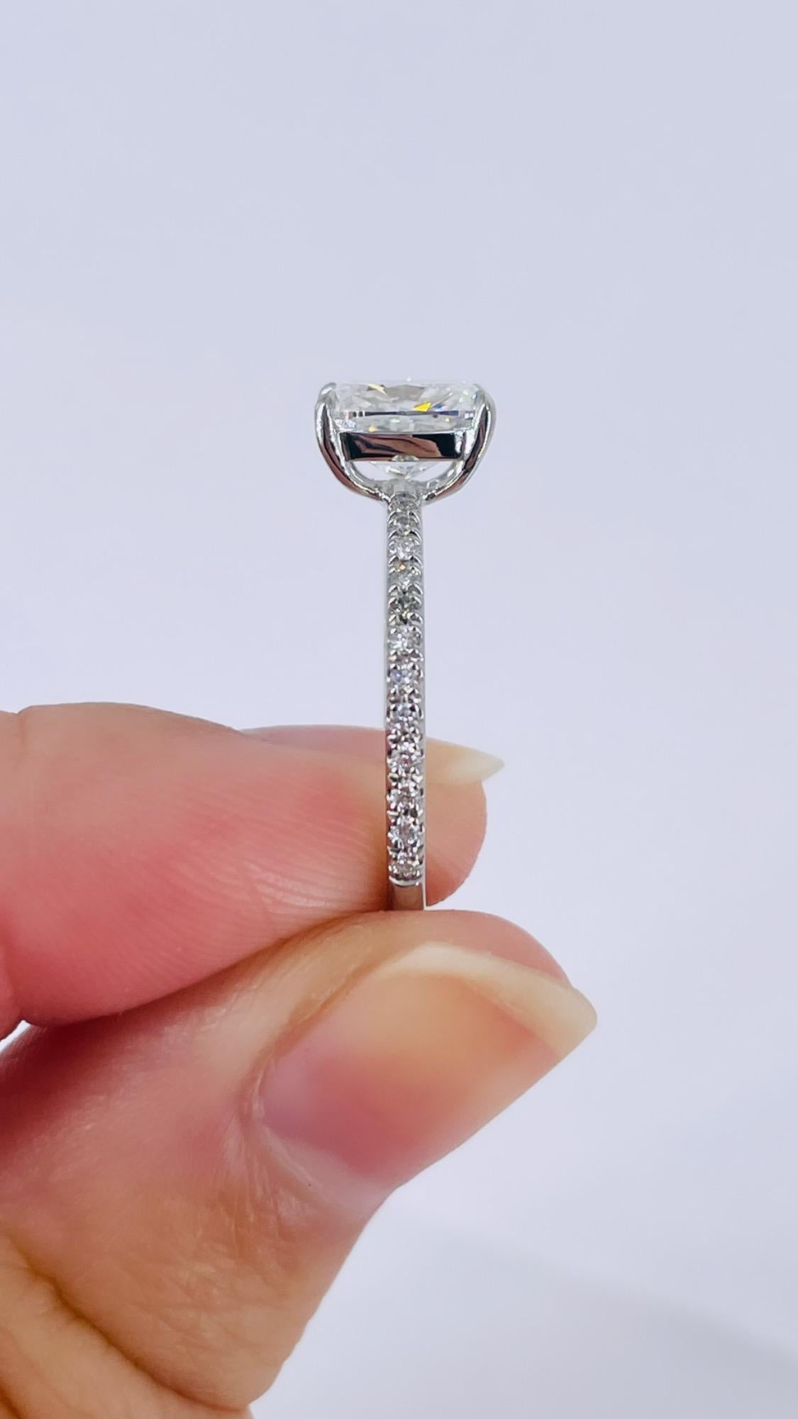 J. Birnbach 1.51 carat Cushion Diamond Pave Solitaire Engagement Ring  In New Condition For Sale In New York, NY