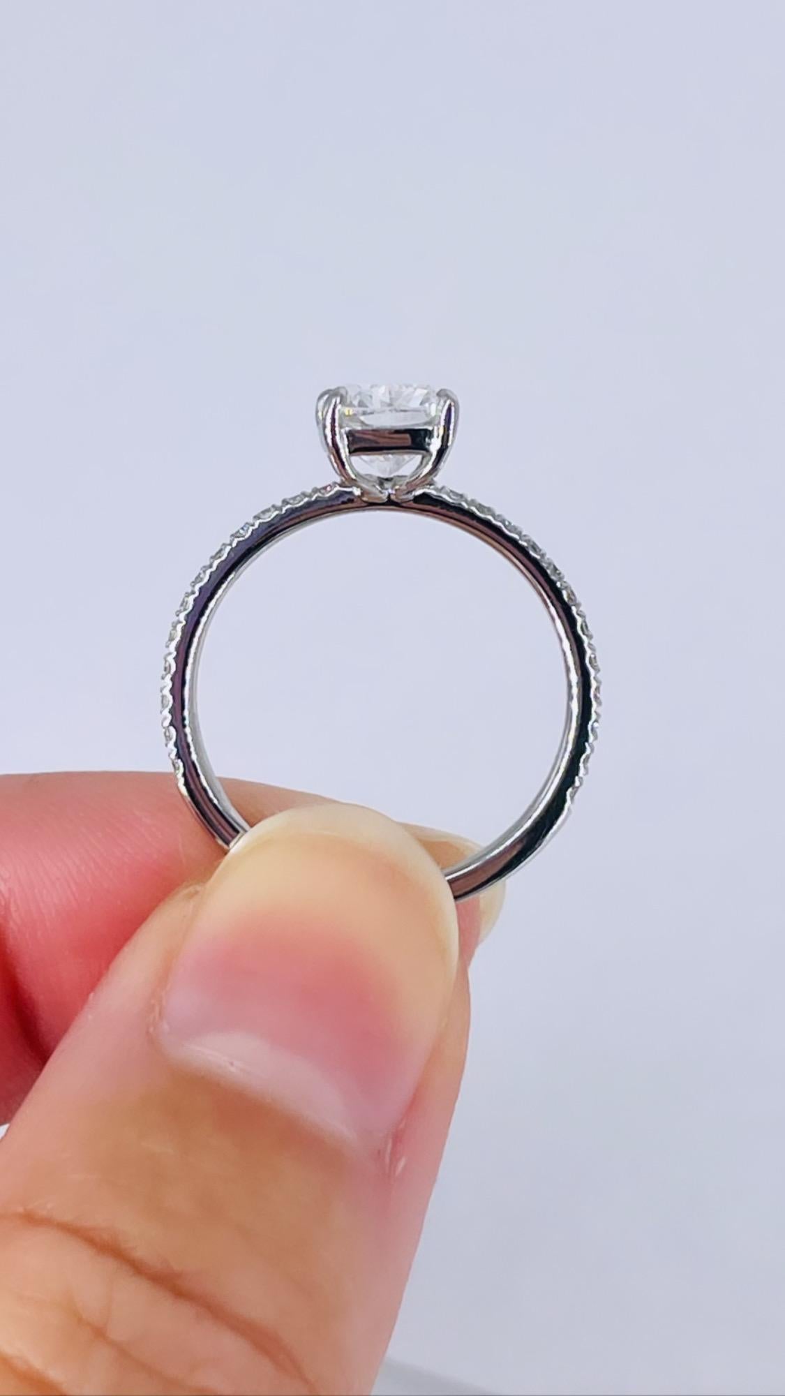 Women's J. Birnbach 1.51 carat Cushion Diamond Pave Solitaire Engagement Ring  For Sale
