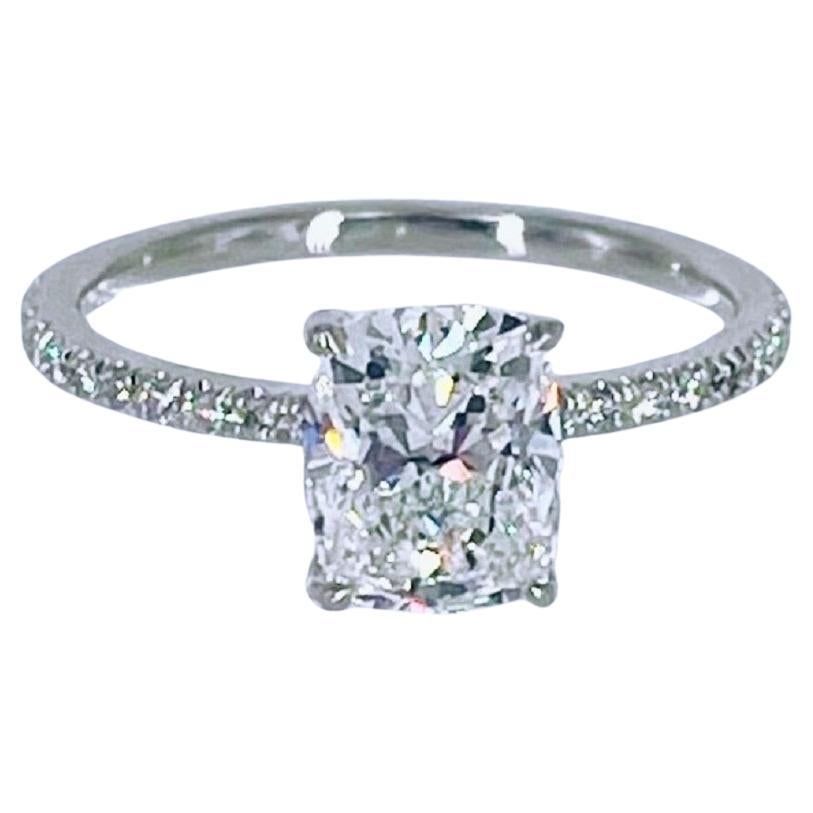 J. Birnbach 1.51 carat Cushion Diamond Pave Solitaire Engagement Ring 