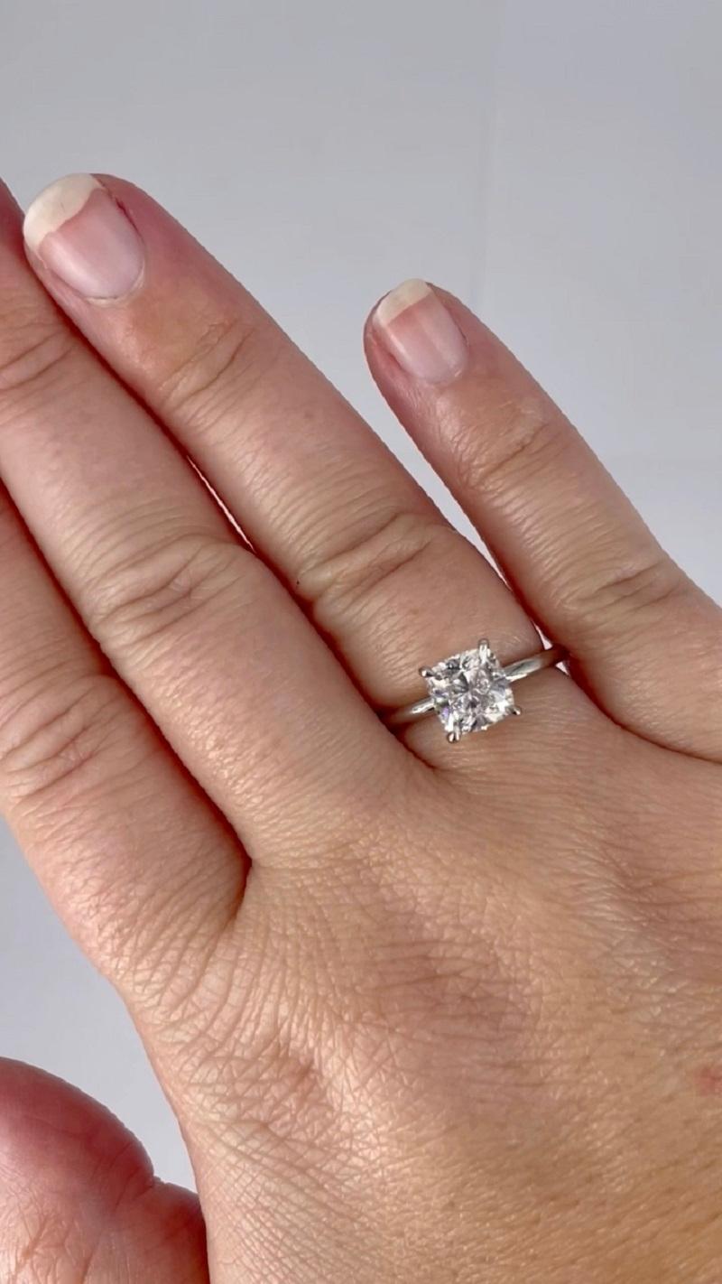 Women's J. Birnbach 1.60 carat GIA Cushion Diamond Solitaire Engagement Ring For Sale