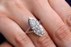 J. Birnbach 1.64 Carat Total Antique Pear Diamond Toi et Moi Platinum Ring