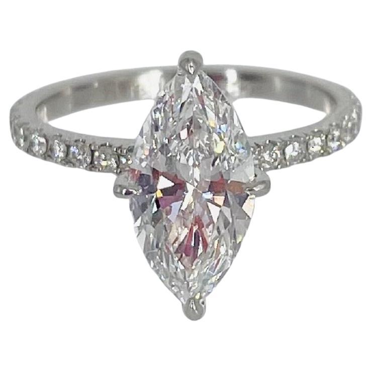 J. Birnbach 1.65 carat GIA DIF Marquise Pave Engagement Ring in Platinum For Sale