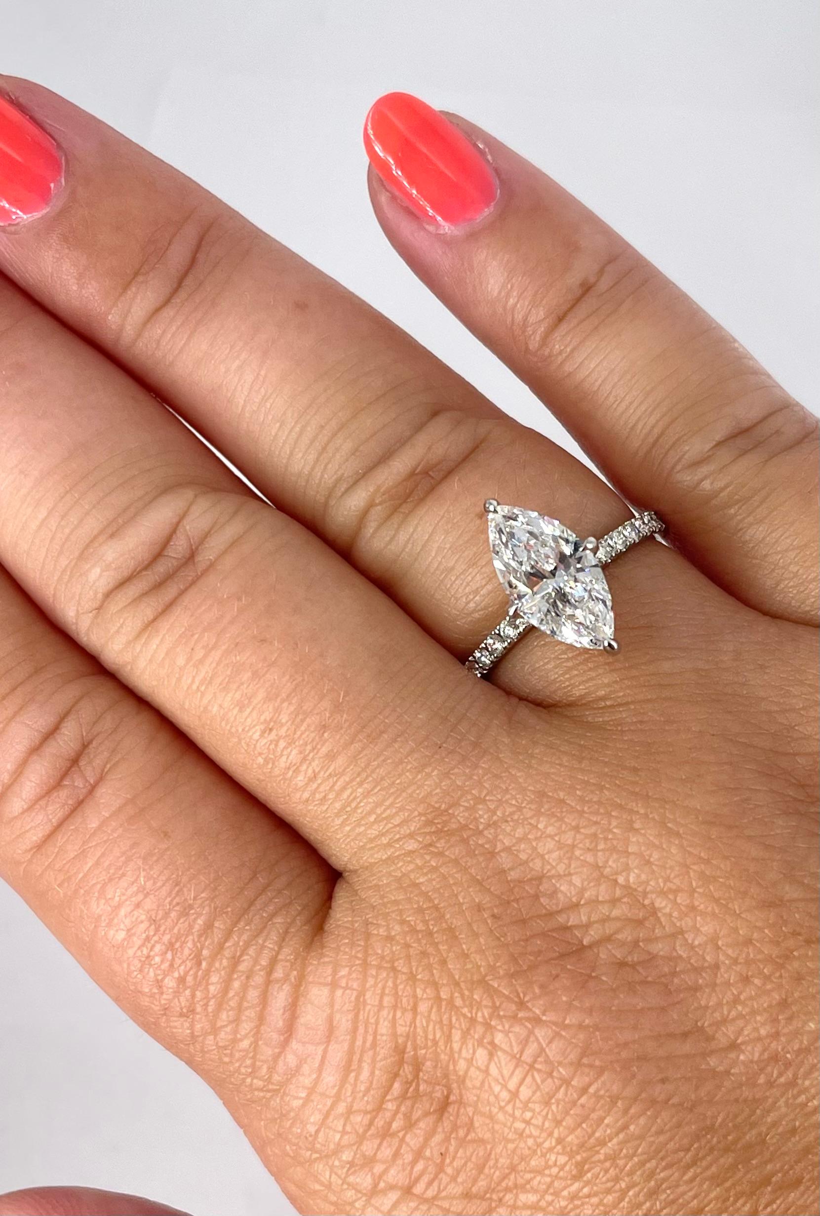 J. Birnbach 1.65 carat GIA DIF Marquise Pave Engagement Ring in Platinum In New Condition For Sale In New York, NY