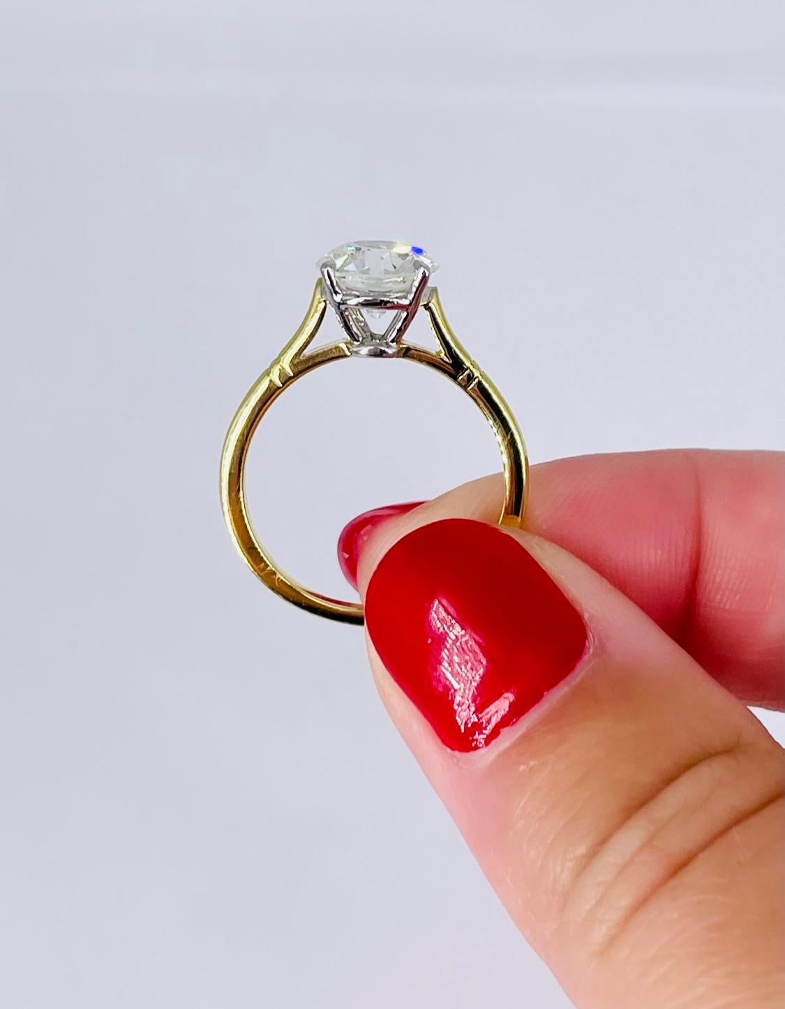 Taille vieille Europe J. Birnbach Bague de fiançailles solitaire en diamant de taille européenne ancienne de 1,79 carat en vente