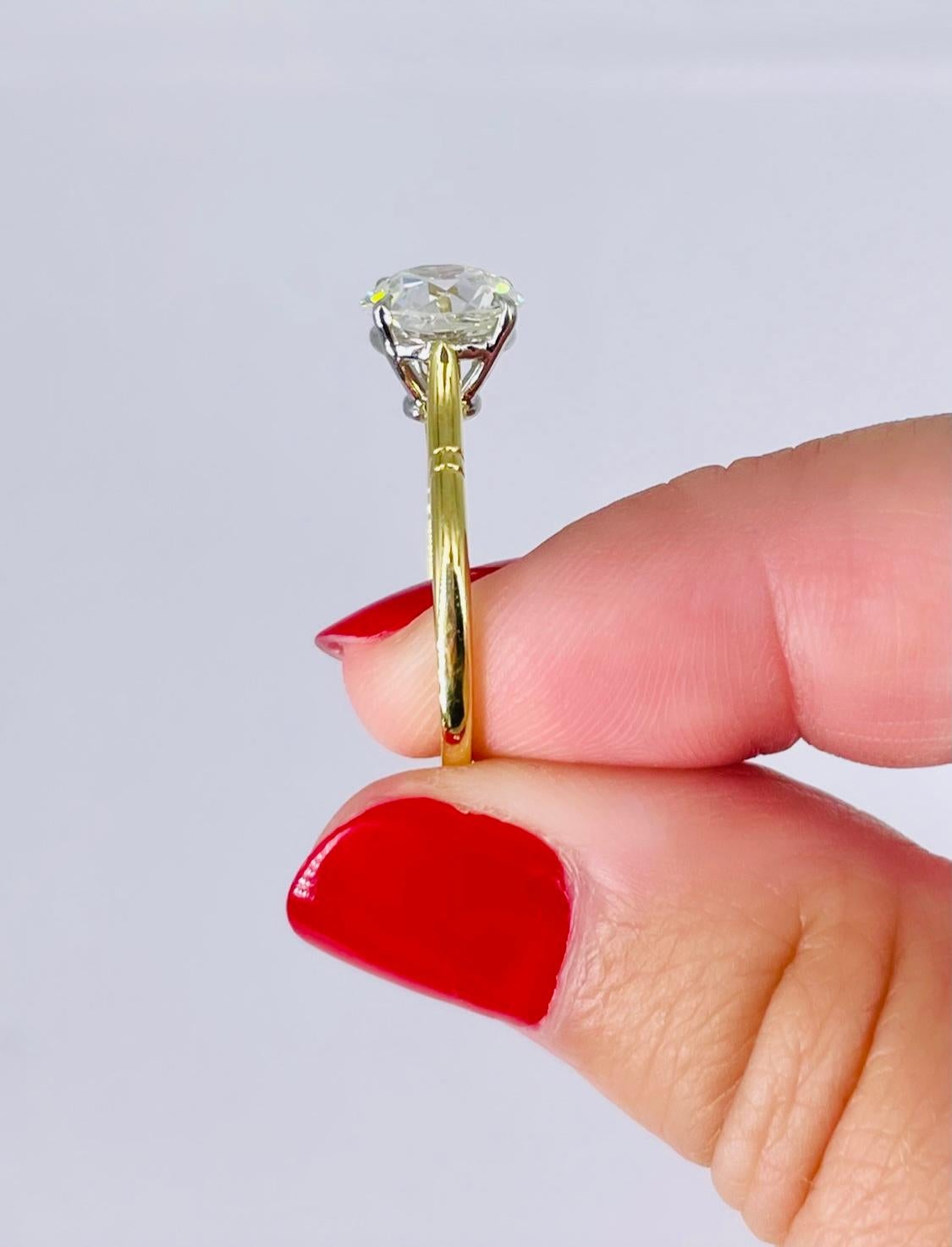 J. Birnbach Bague de fiançailles solitaire en diamant de taille européenne ancienne de 1,79 carat Neuf - En vente à New York, NY