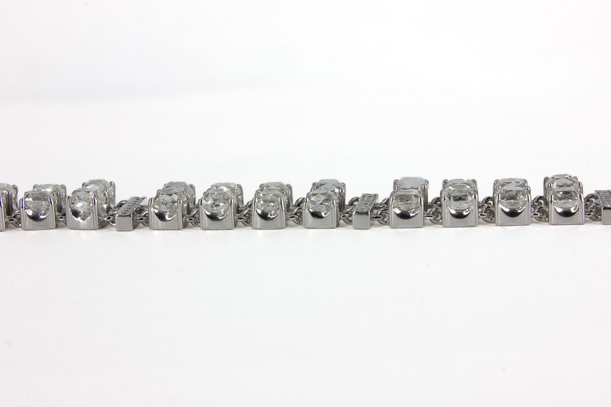 J. Birnbach 18.13 Carat Double-Row Old Mine Diamond Platinum Bracelet For Sale 4