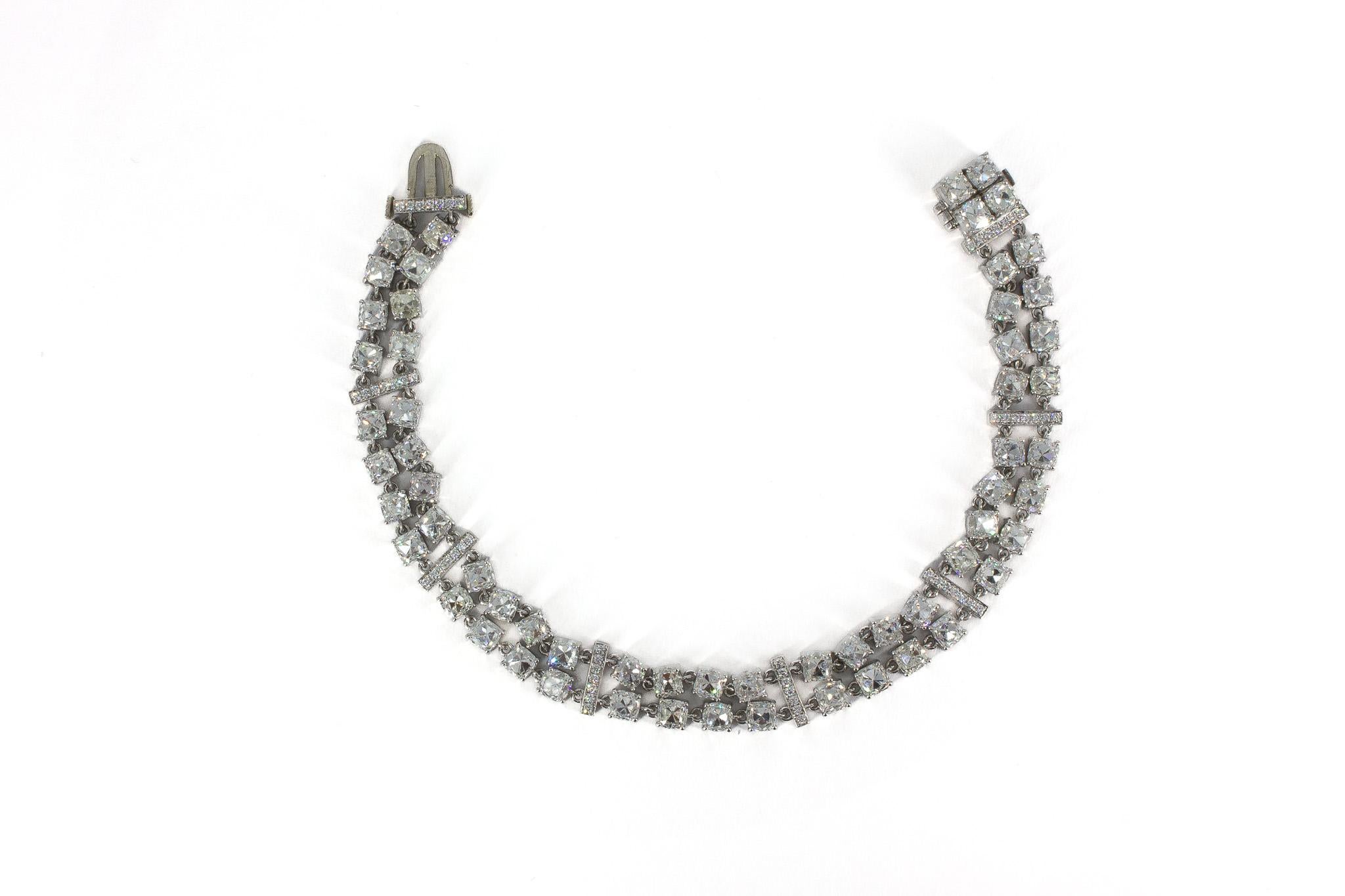 J. Birnbach 18.13 Carat Double-Row Old Mine Diamond Platinum Bracelet For Sale 5