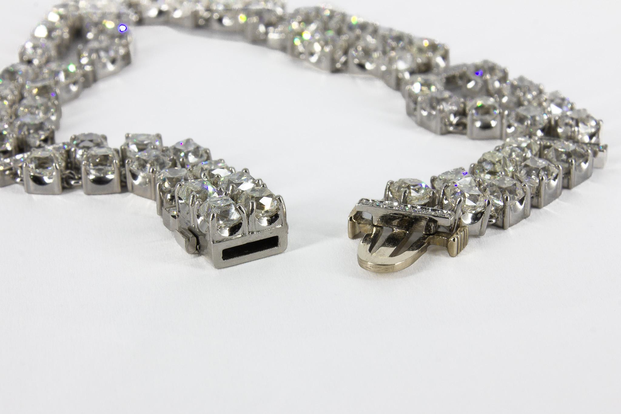 J. Birnbach 18.13 Carat Double-Row Old Mine Diamond Platinum Bracelet For Sale 1