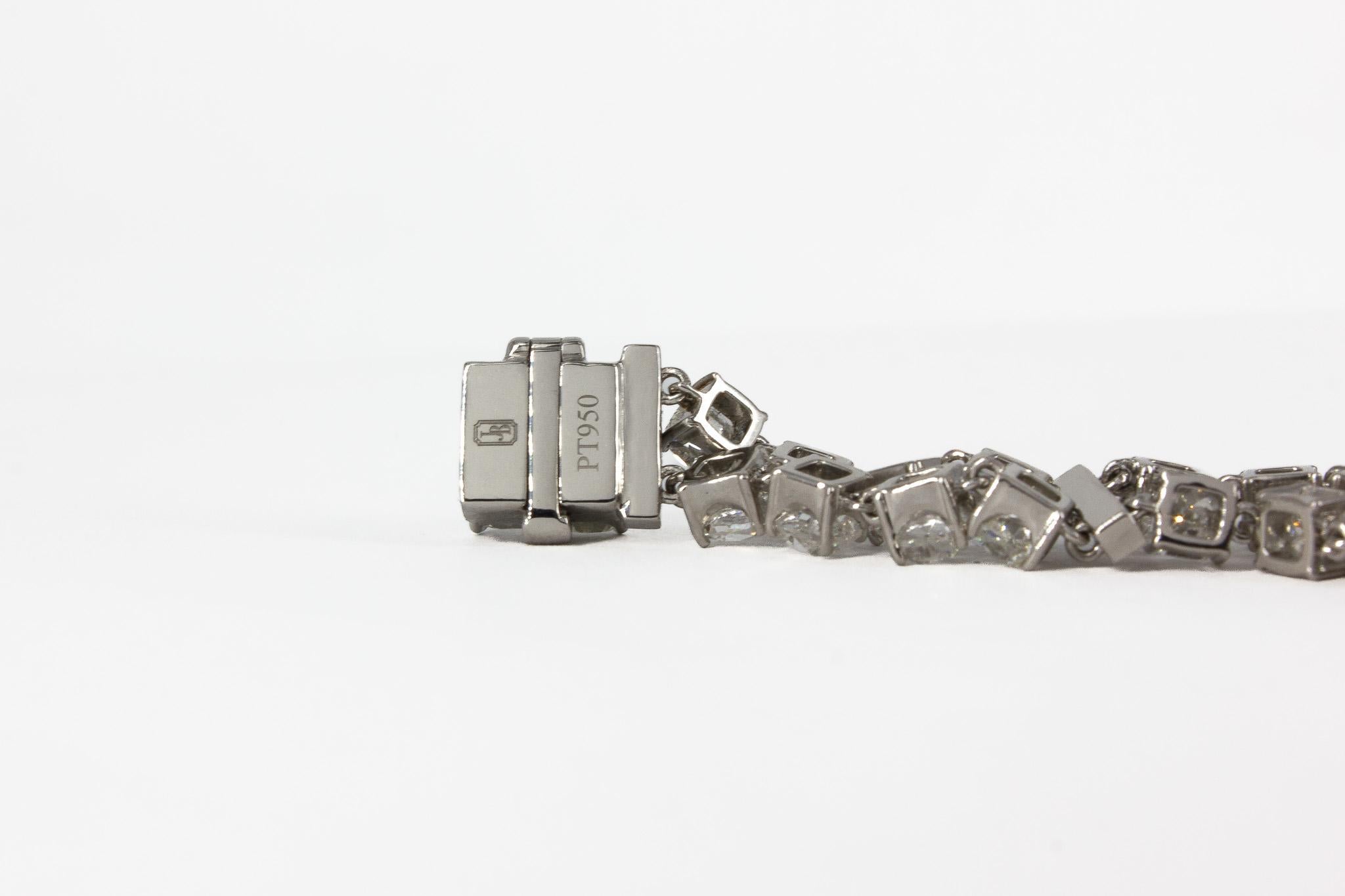 J. Birnbach 18.13 Carat Double-Row Old Mine Diamond Platinum Bracelet For Sale 2