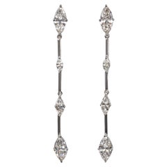 J. Birnbach 18K White Gold Marquise Diamond Drop Earrings