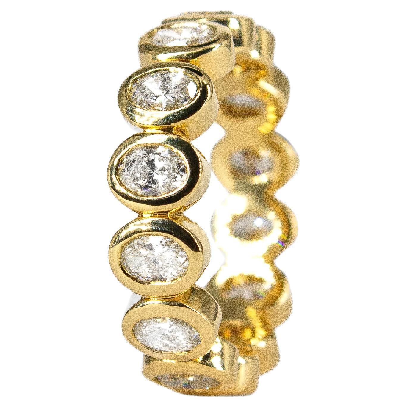 J. Birnbach Anillo de oro amarillo de 18 quilates con diamante ovalado total de 2,05 quilates en venta