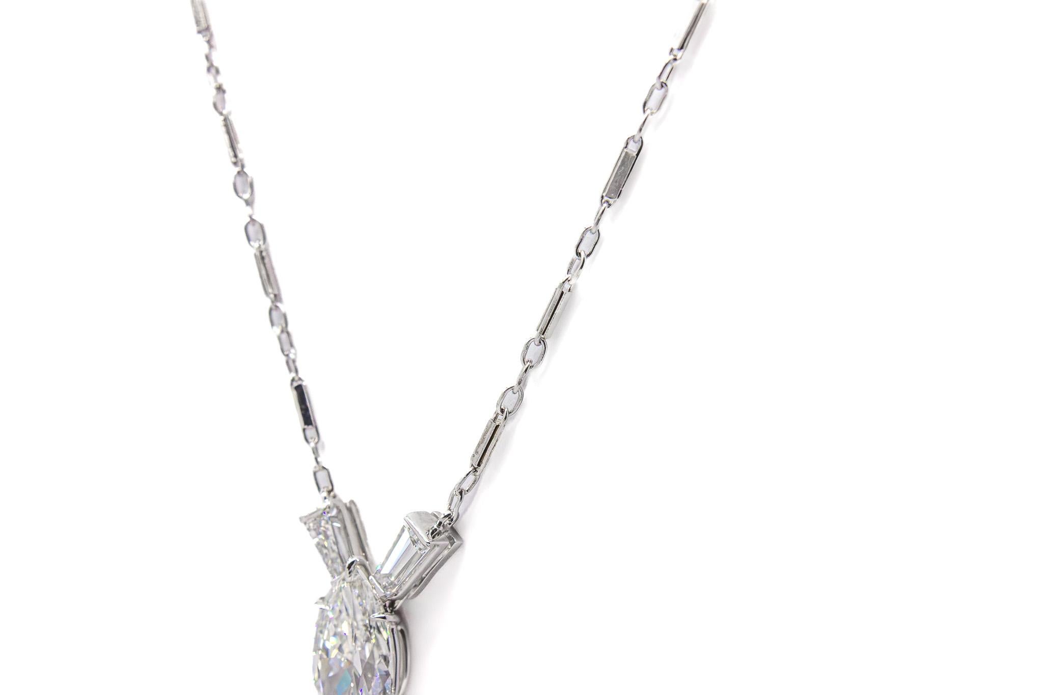 Contemporaneo J. Birnbach - Collana di diamanti Marquise e Baguette affusolata da 2,00 carati I SI2 in vendita