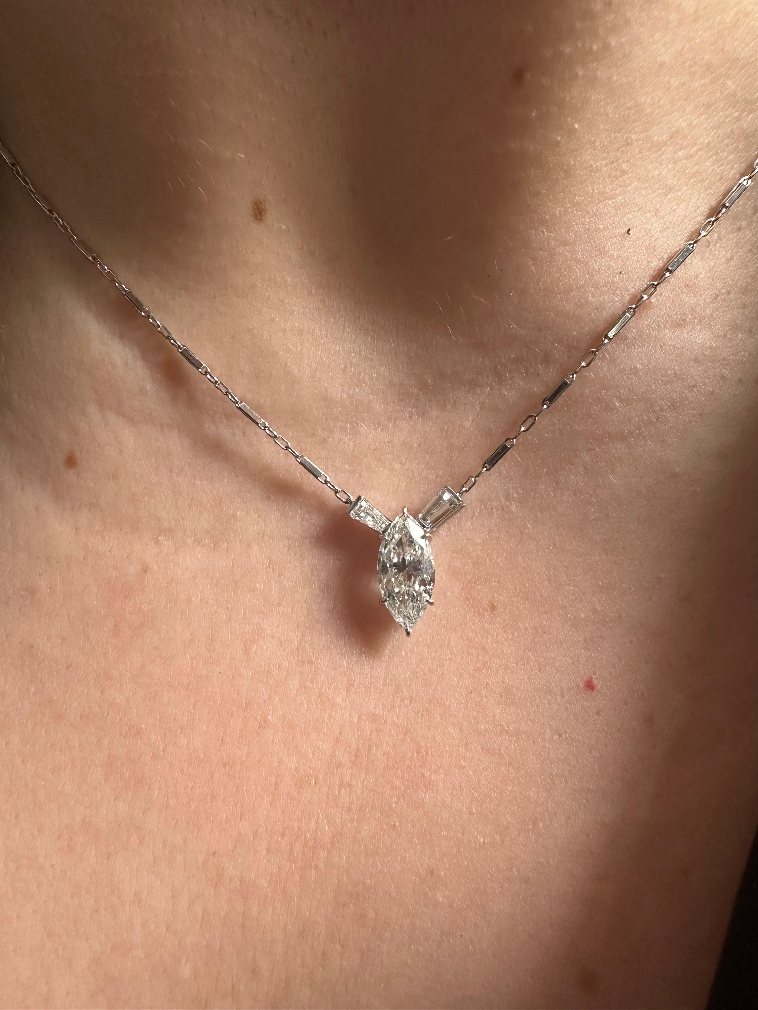 J. Birnbach - Collana di diamanti Marquise e Baguette affusolata da 2,00 carati I SI2 In condizioni Nuovo in vendita a New York, NY