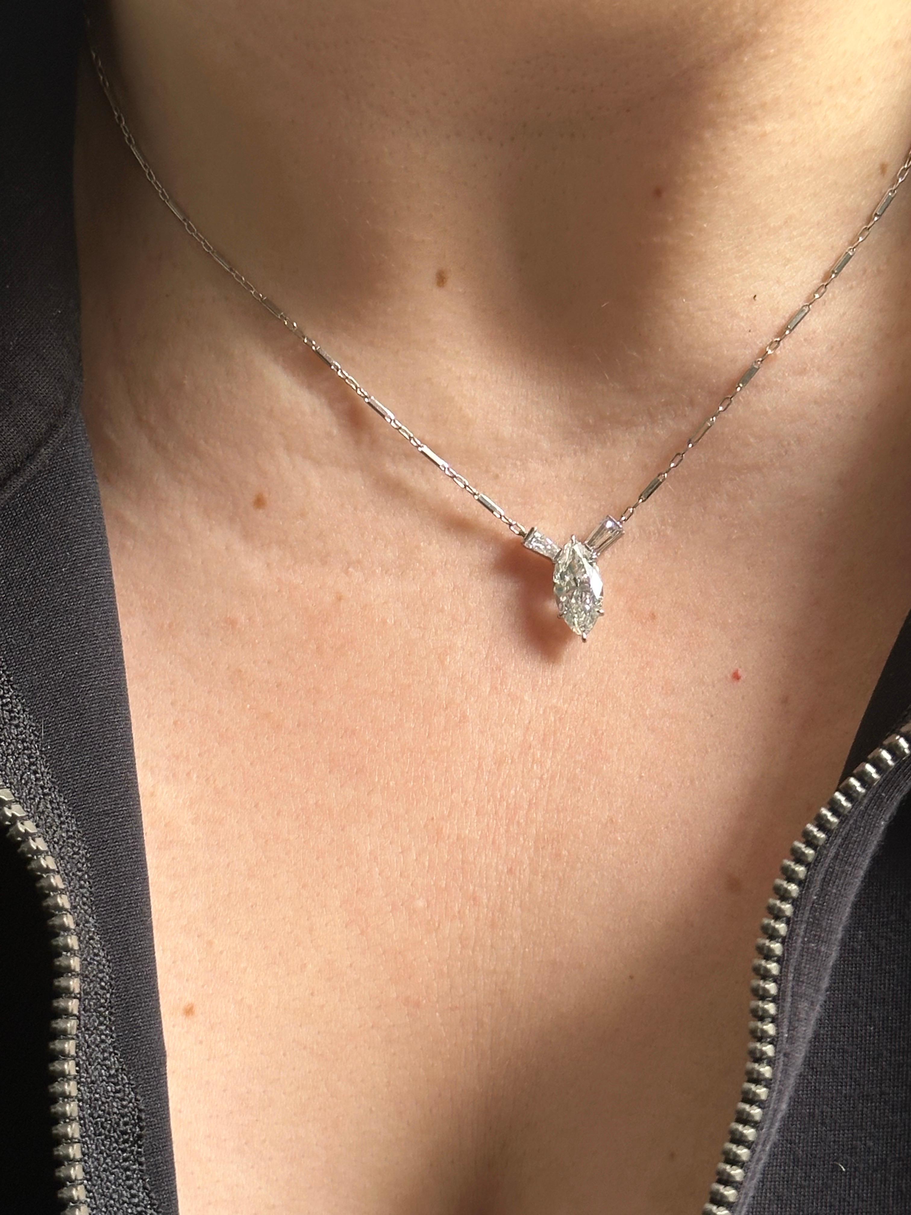 da uomo o donna J. Birnbach - Collana di diamanti Marquise e Baguette affusolata da 2,00 carati I SI2 in vendita