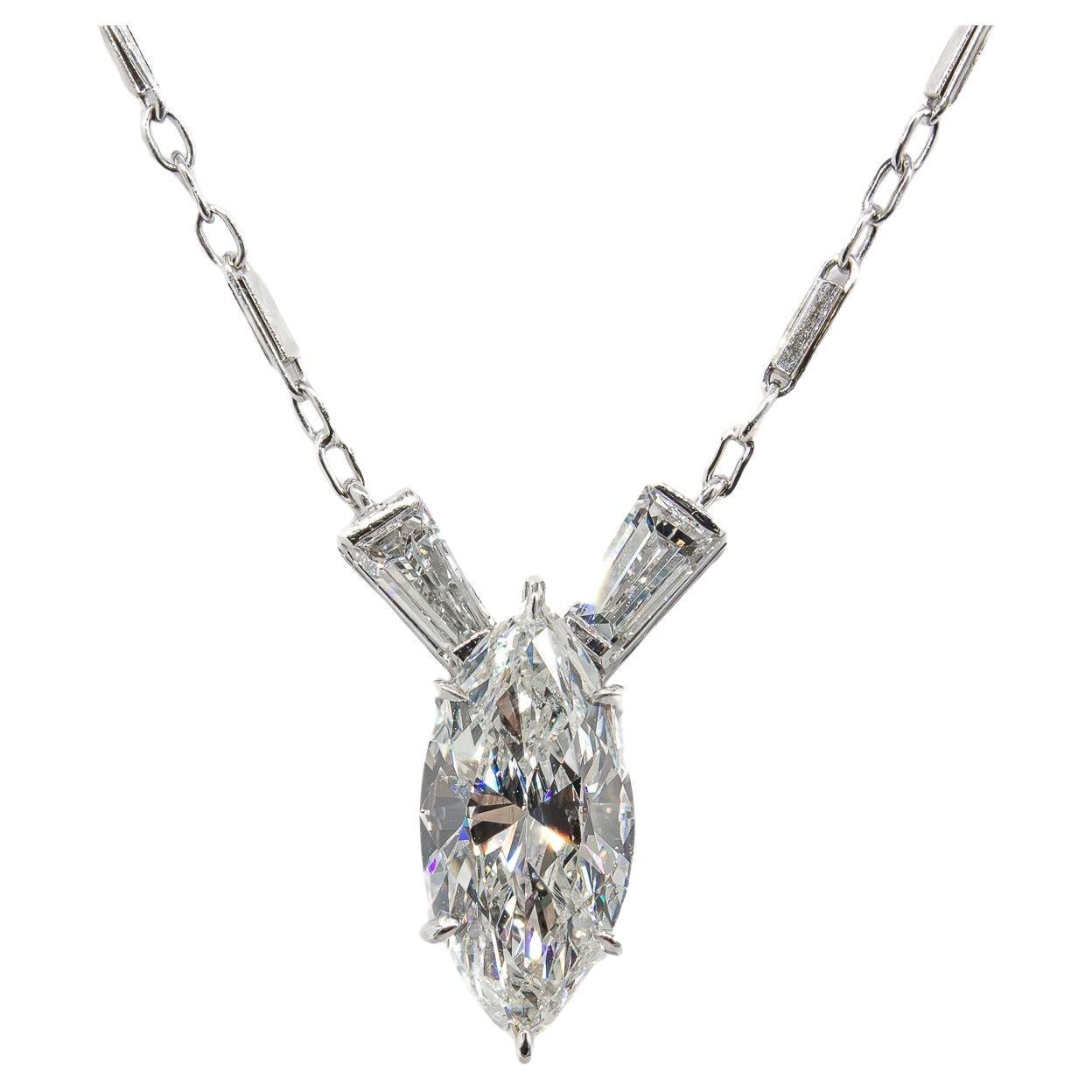 J. Birnbach - Collana di diamanti Marquise e Baguette affusolata da 2,00 carati I SI2 in vendita