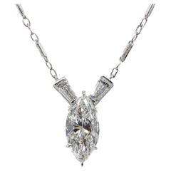 J. Birnbach 2.00 Carat I SI2 Marquise and Tapered Baguette Diamond Necklace