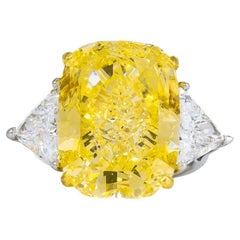 J. Birnbach Anello a tre pietre con diamante giallo intenso da 20,06 carati