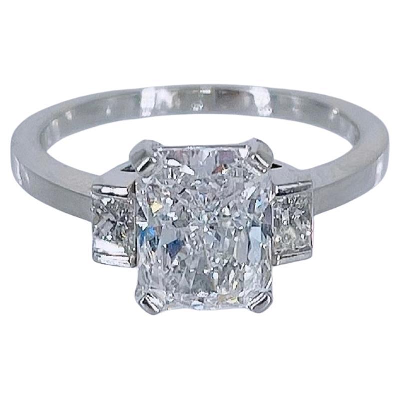 J. Birnbach 2.01 carat GIA DSI1 Radiant Cut Diamond Three Stone Engagement Ring