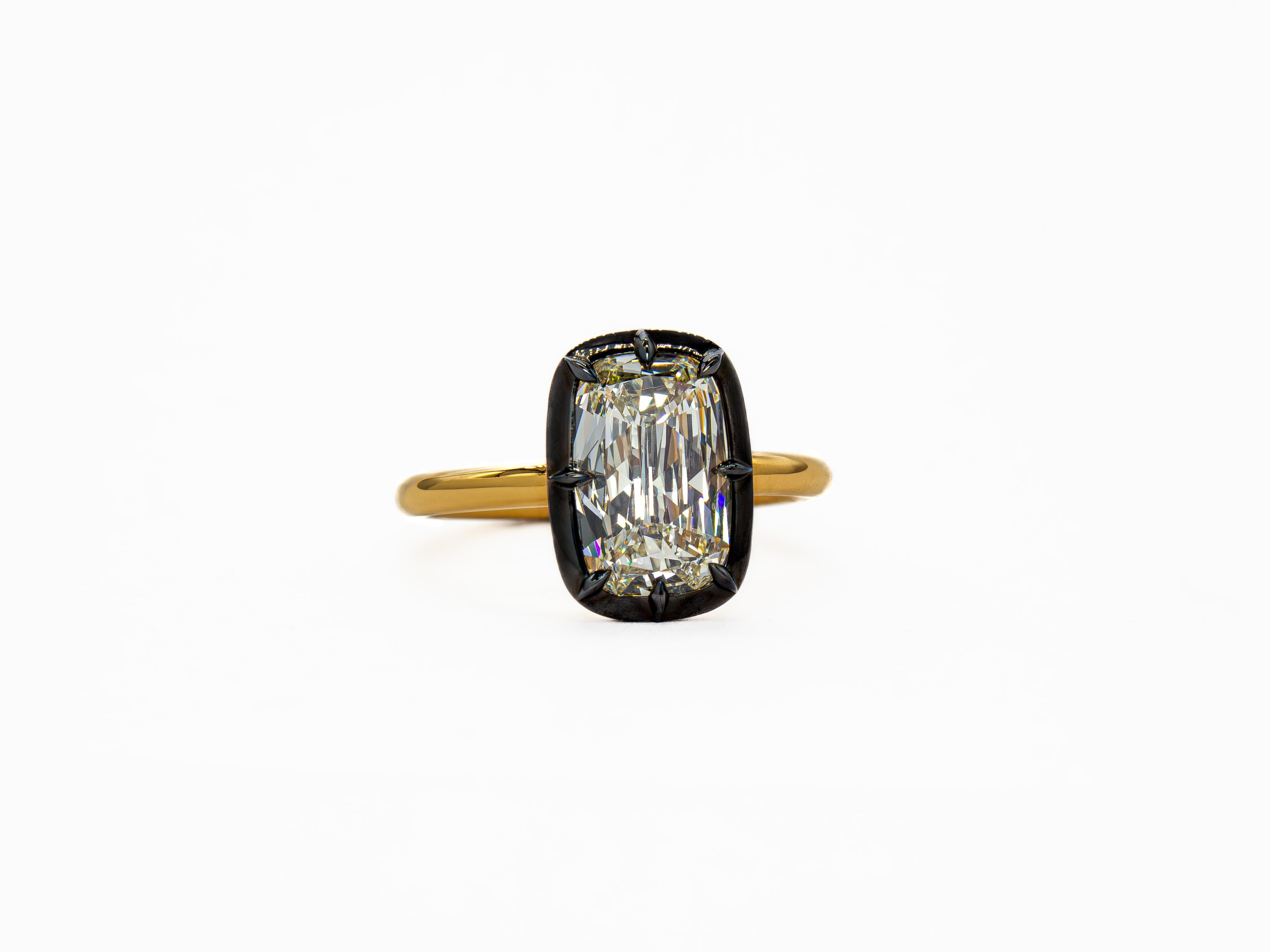 Contemporary J. Birnbach 2.01ct GIA L SI1 Button Back Cushion Diamond Solitaire Ring For Sale