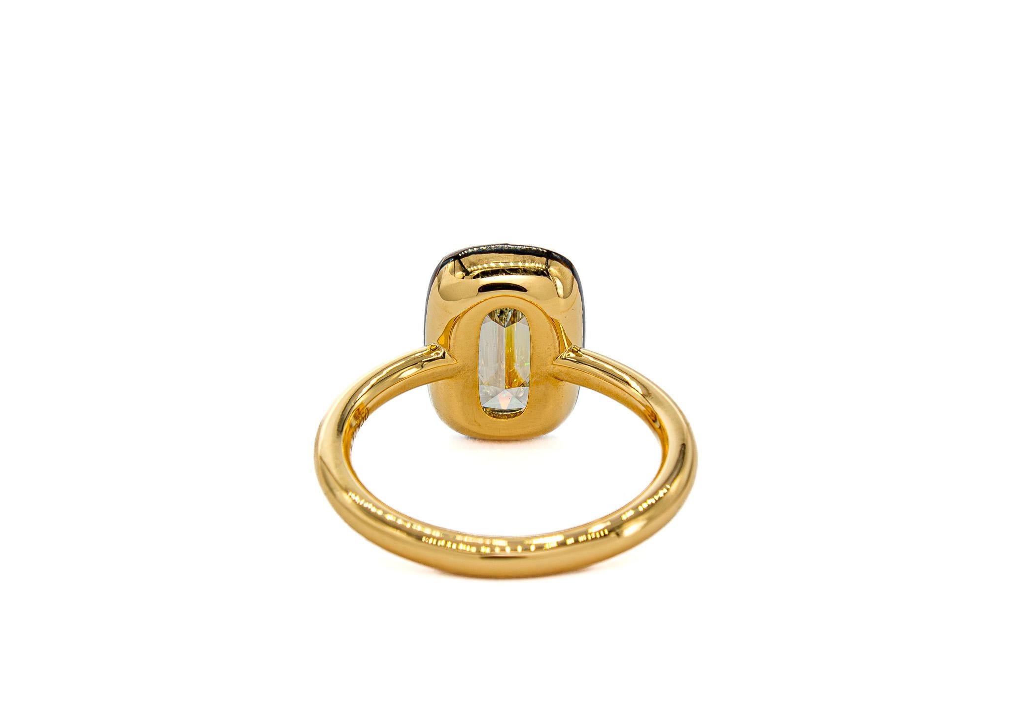 Women's or Men's J. Birnbach 2.01ct GIA L SI1 Button Back Cushion Diamond Solitaire Ring For Sale