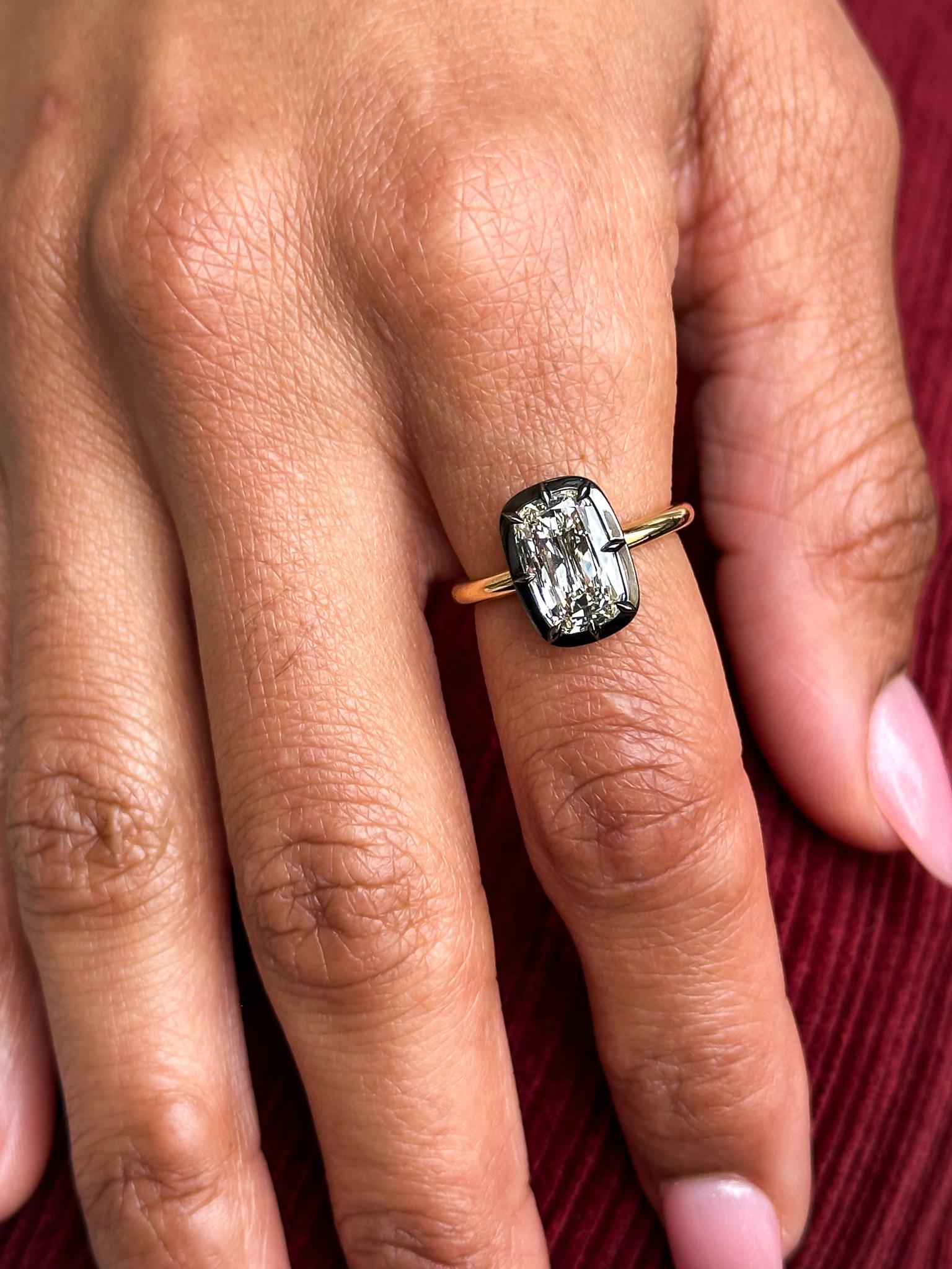 J. Birnbach 2,01ct GIA L SI1 Button Back Cushion Diamond Solitaire Ring im Angebot 1