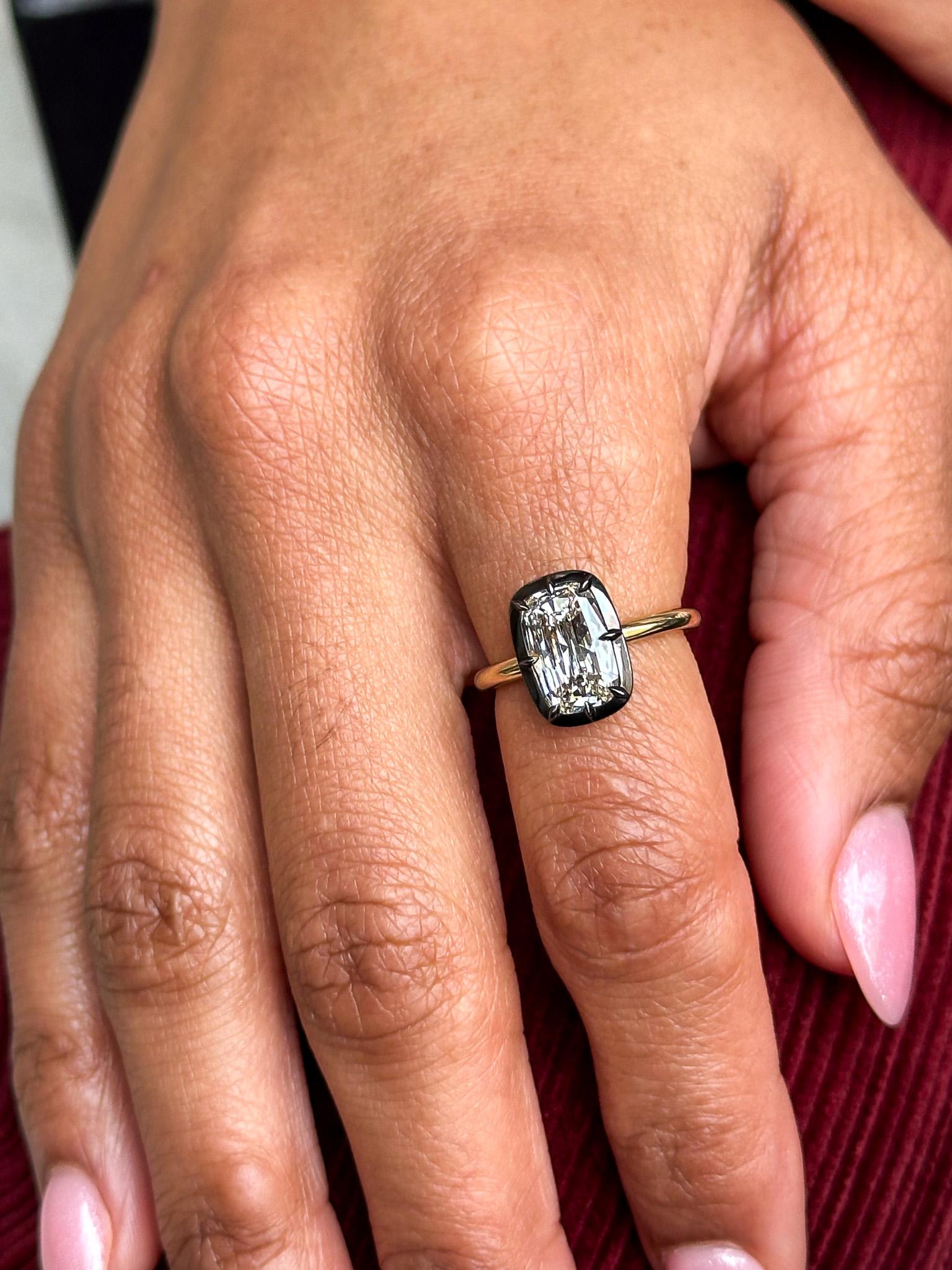 J. Birnbach 2,01ct GIA L SI1 Button Back Cushion Diamond Solitaire Ring im Angebot 2