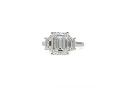 J. Birnbach 3.08 Carat H VS2 Emerald Cut Diamond Three-Stone Ring