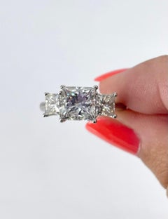 J. Birnbach 2.09 carat Princess Cut Diamond Three Stone Engagement Ring