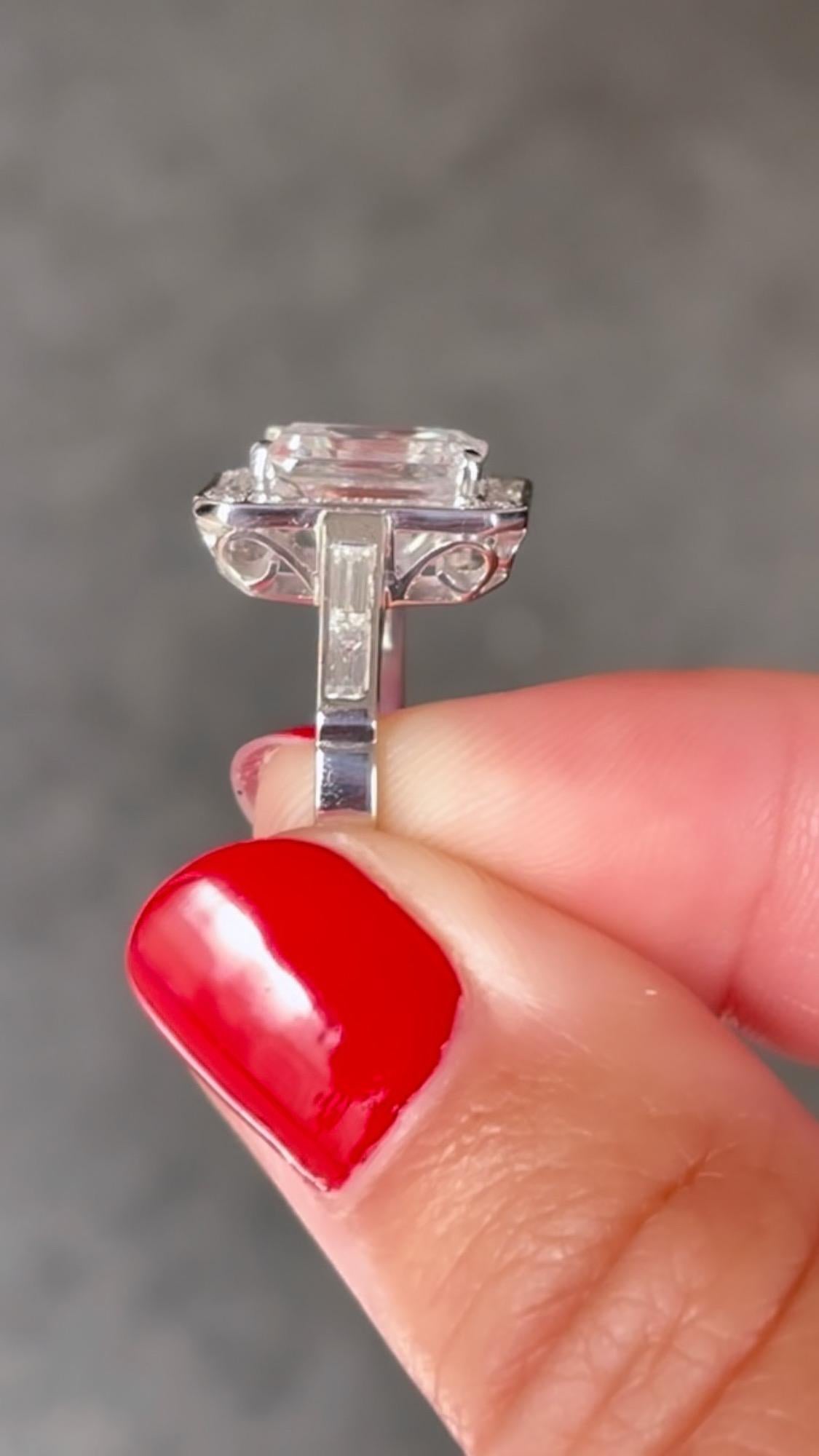 J. Birnbach Art Deco Style Ring with 2.60 carat Emerald Cut Center Diamond For Sale 3