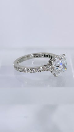 J. Birnbach 2.68 carat Cushion Diamond  Bright Cut Pave Engagement Ring