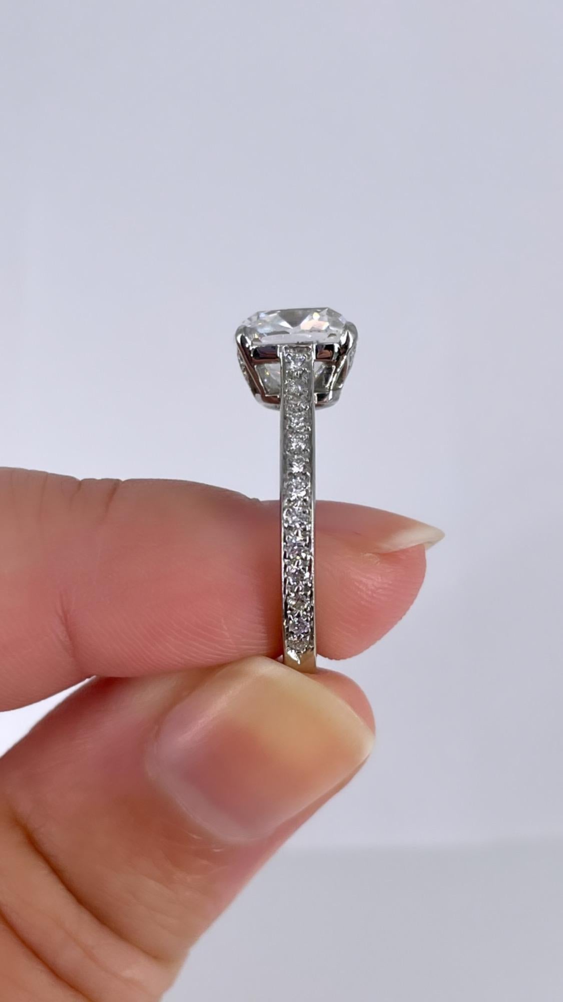 Cushion Cut J. Birnbach 2.68 carat Cushion Diamond  Bright Cut Pave Engagement Ring For Sale