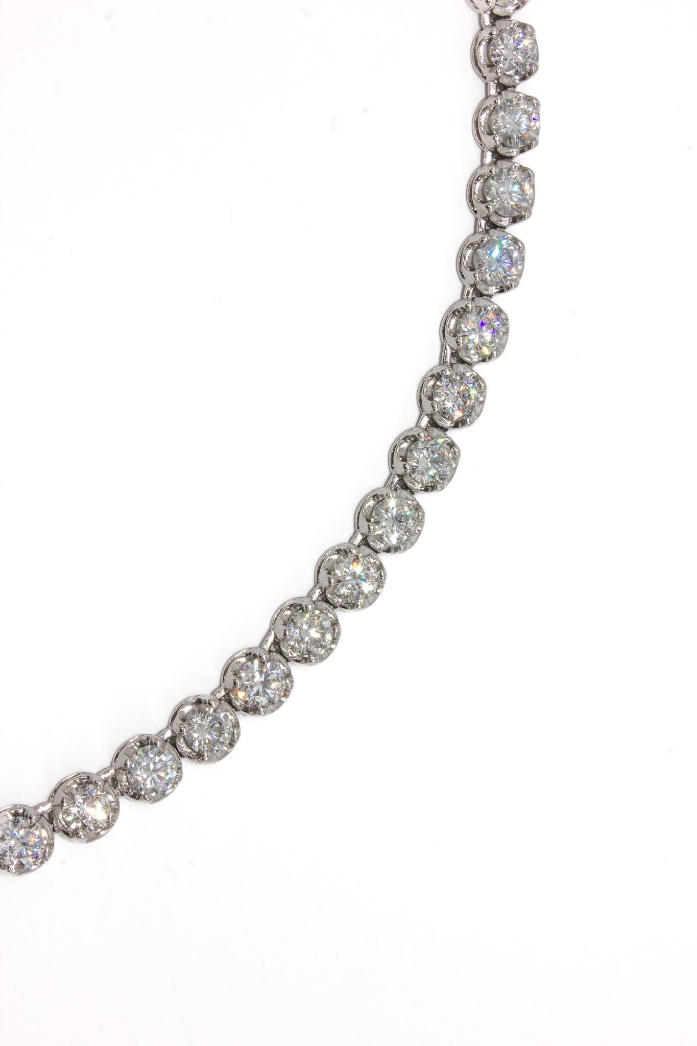Contemporary J. Birnbach 28.46 Carat Total Round Brilliant Diamond Tennis Necklace For Sale